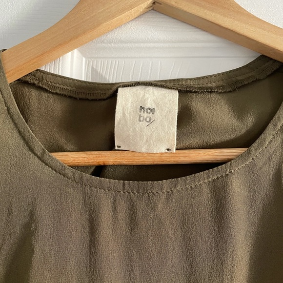 Hoi Bo Silk Singlet/Tank Top (Olive Branch) - Picture 3 of 6